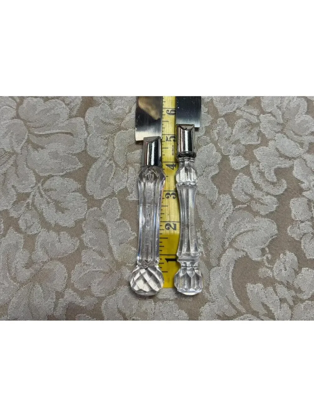 Set of 2 Stainless Steel Serving Knives with Clear Acrylic Handles